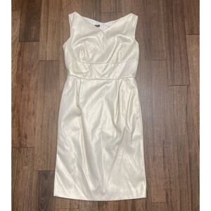 Escada Couture Cream Gold Knee Length Silk Dress Women’s Size 40